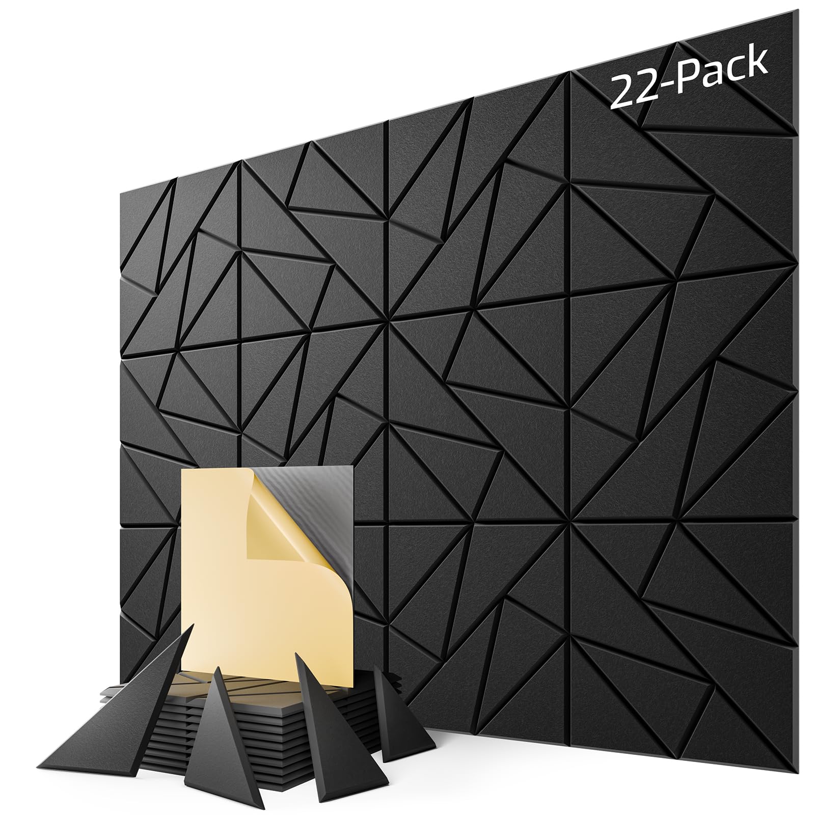 22 Pack Geometric Design Sound Proof Foam Panels for Walls 12"x12"x0.4"