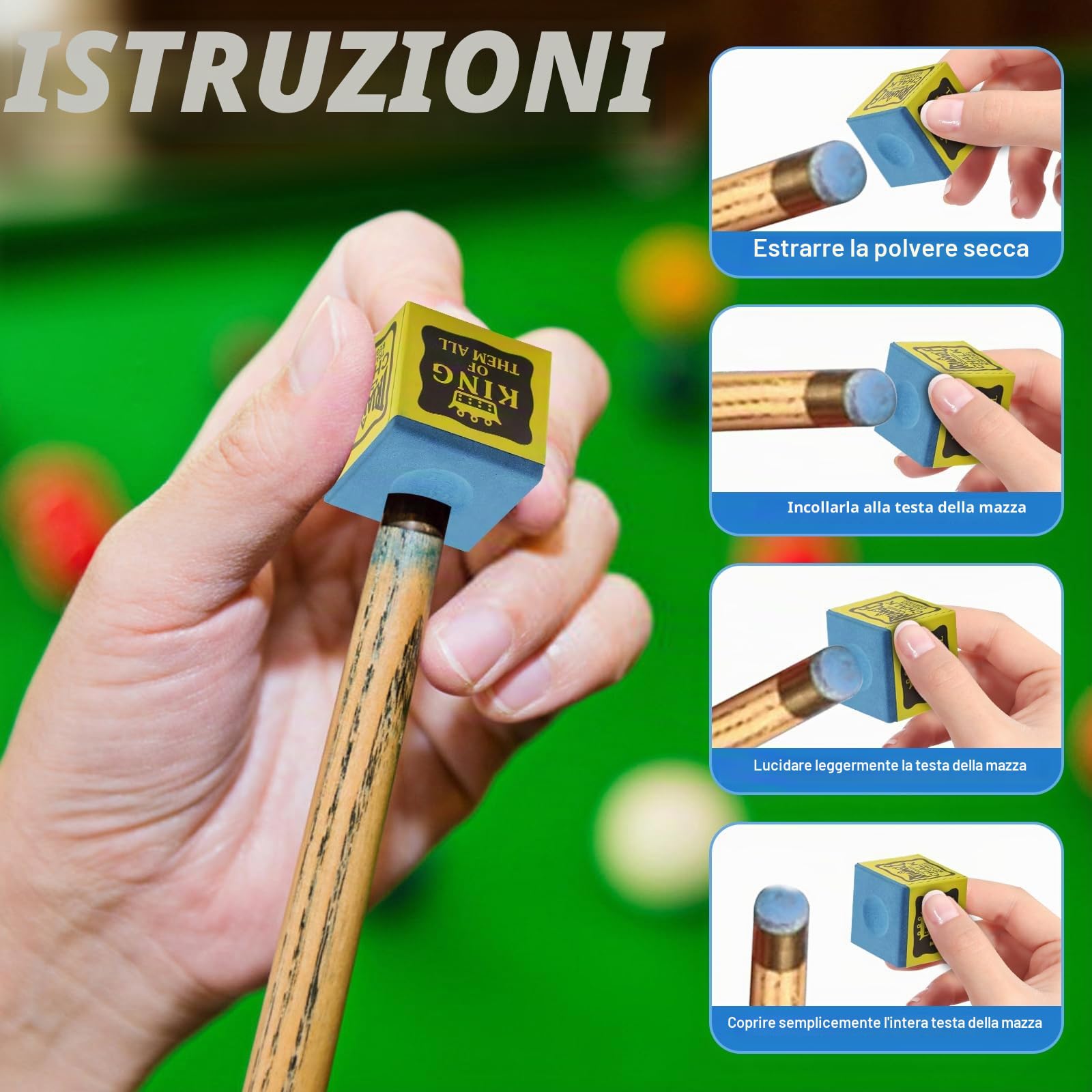 Gessetti da Biliardo, 12 Gessetti da Biliardo Professionale, Gessetti per Stecca da Biliardo, Gessetto Biliardo Scatola per Giocatori Professionisti
