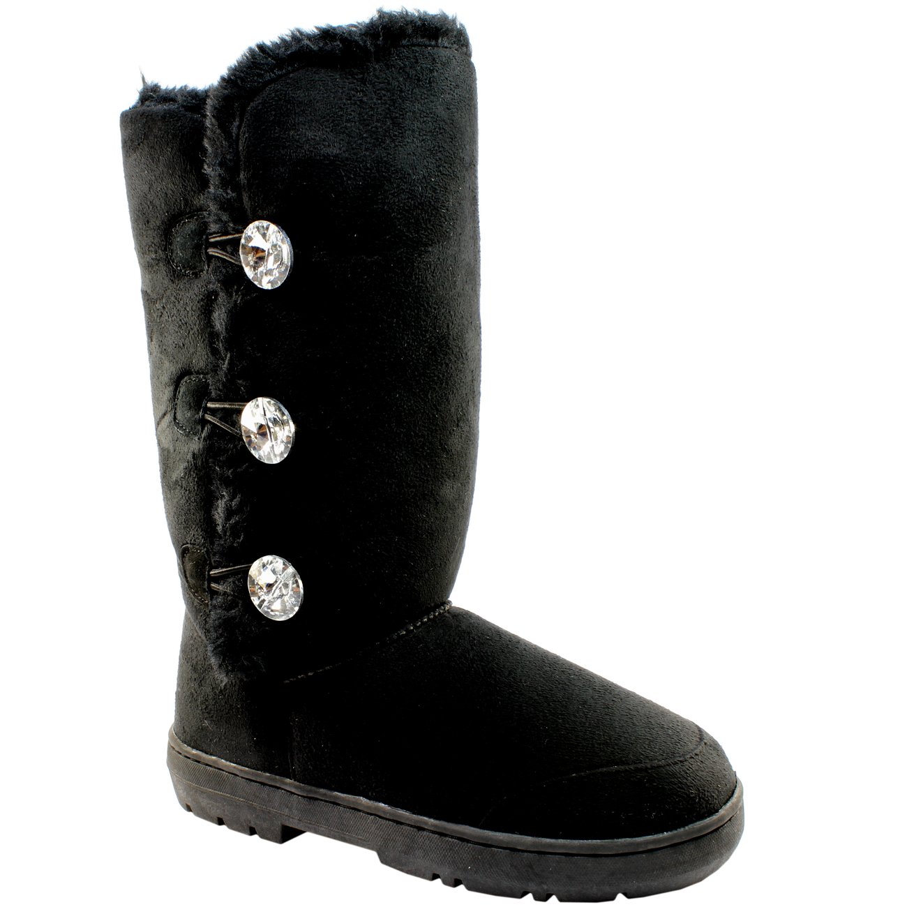 Snow Boot Womens Triplet Diamante Faux Fur Lined Waterproof Winter Black - 7
