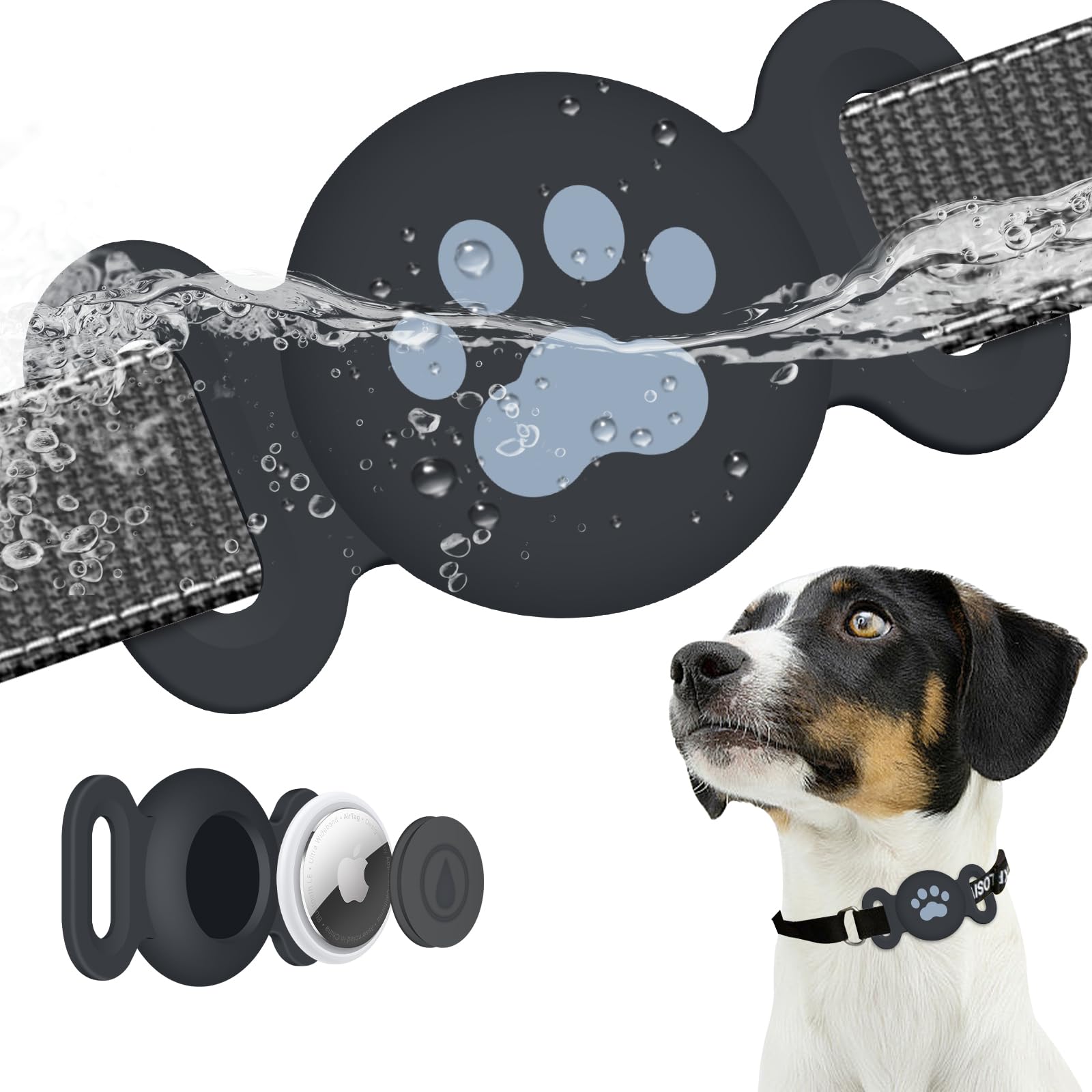 SZJCLTD Waterproof Collar Holder Compatible with Airtag Gen 2/ Gen 1, Protective Anti-Lost Dog Collar for GPS Tracker, Silicone Cat Collar Holder for