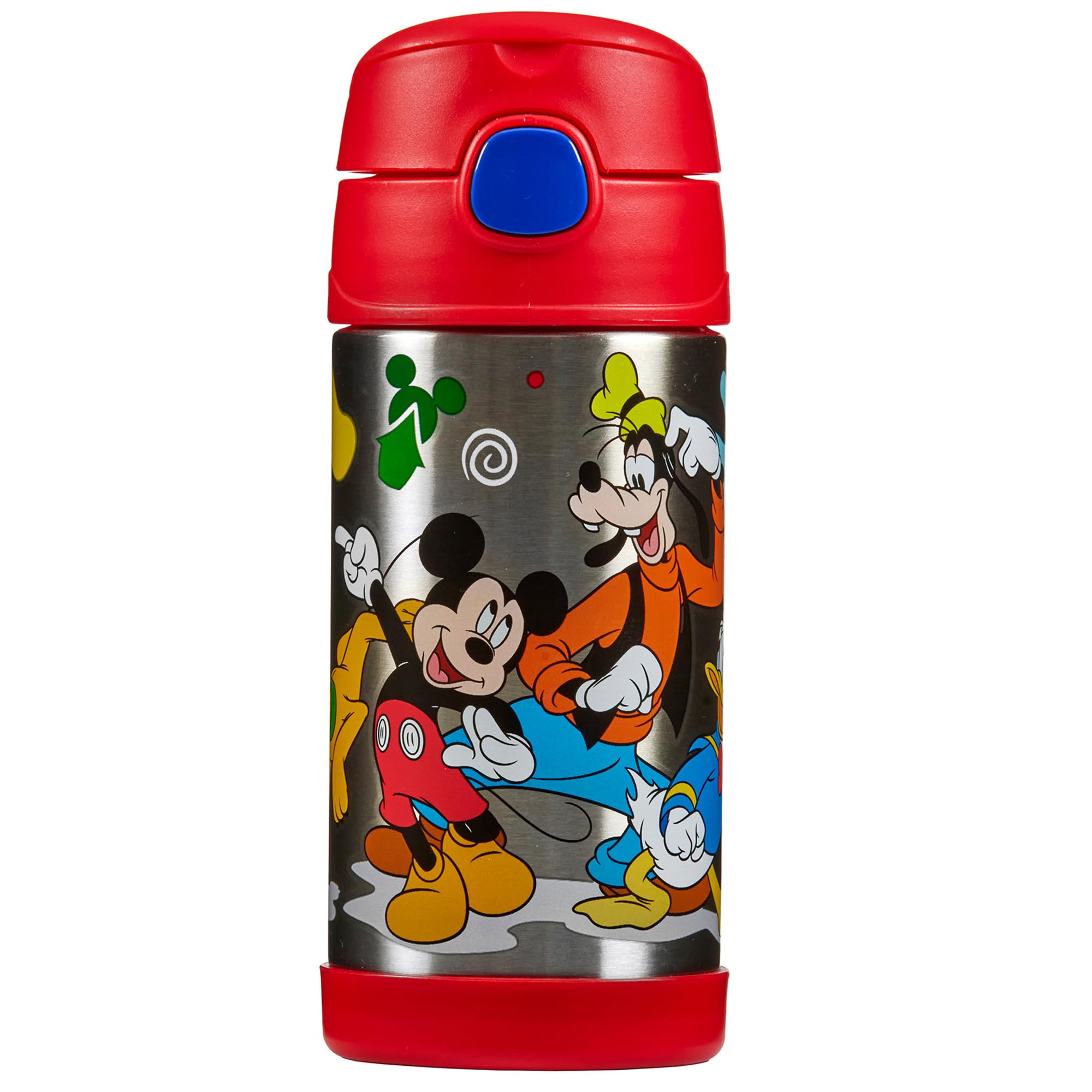 Thermos - Mickey Friends Water Bottle 355ml - BPA Free Stainless Steel Spill Proof Pop-Up Straw Disney Kids
