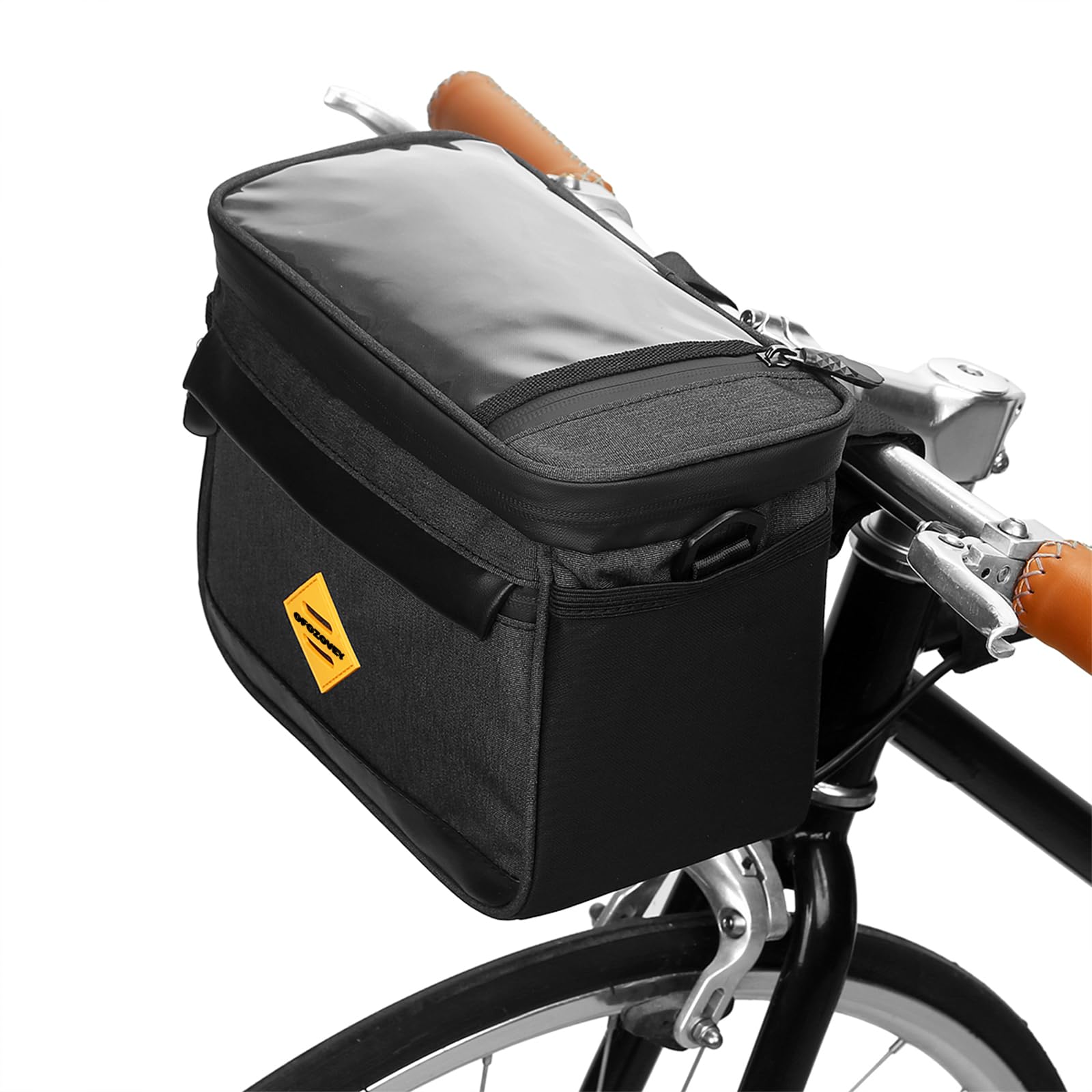 Borsa per manubrio della bicicletta, cestino per bici con touch screen in TPU, design impermeabile e isolato nella parte anteriore del cestino della bici, borsa da bici di grande capacità da 4,5 l,