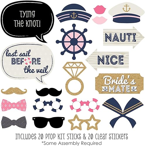 Miniatura 2 de Big Dot of Happiness Nautical Bachelorette - Last Sail Before the Veil - Kit de accesorios para cabina de fotos para despedida de soltera - 20