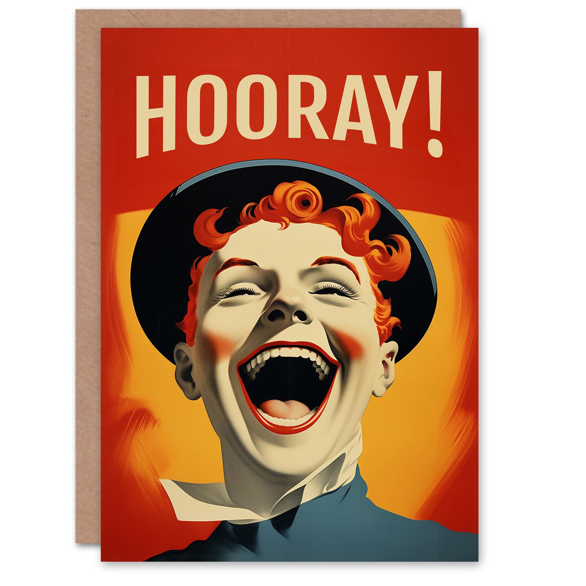 Artery8 Congratulations Greeting Card Hooray Vintage Advert Happy Ginger For Him Her