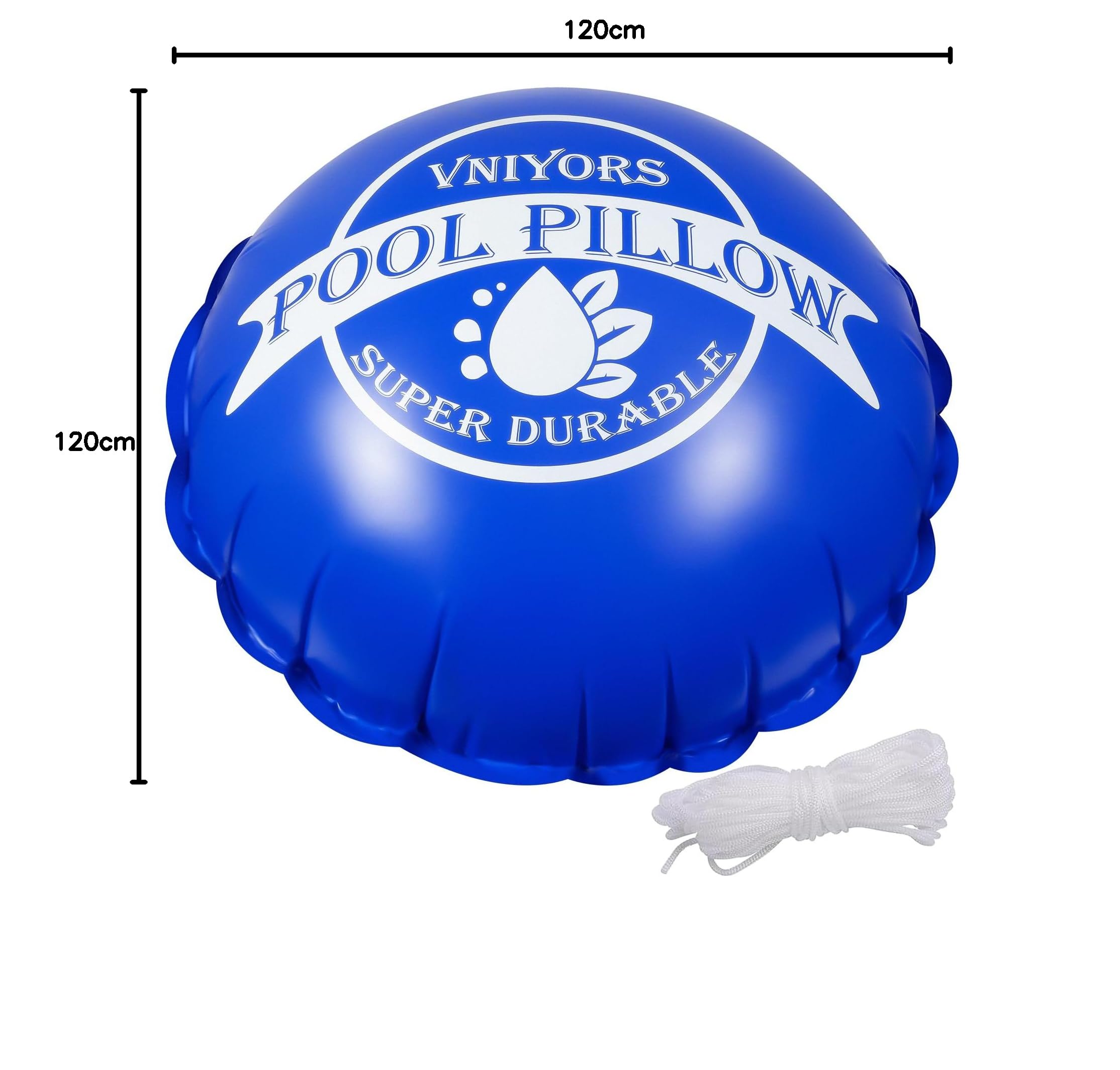 Poolkissen Winter, 120 X120 cm Luftkissen Pool Winter, Poolkissen XXL, Aufblasbare Poolabdeckung, FüR Poolabdeckung Rund 366 Winterkissen Luftpolster, Inklusive 15M-Seil (Rund×2)