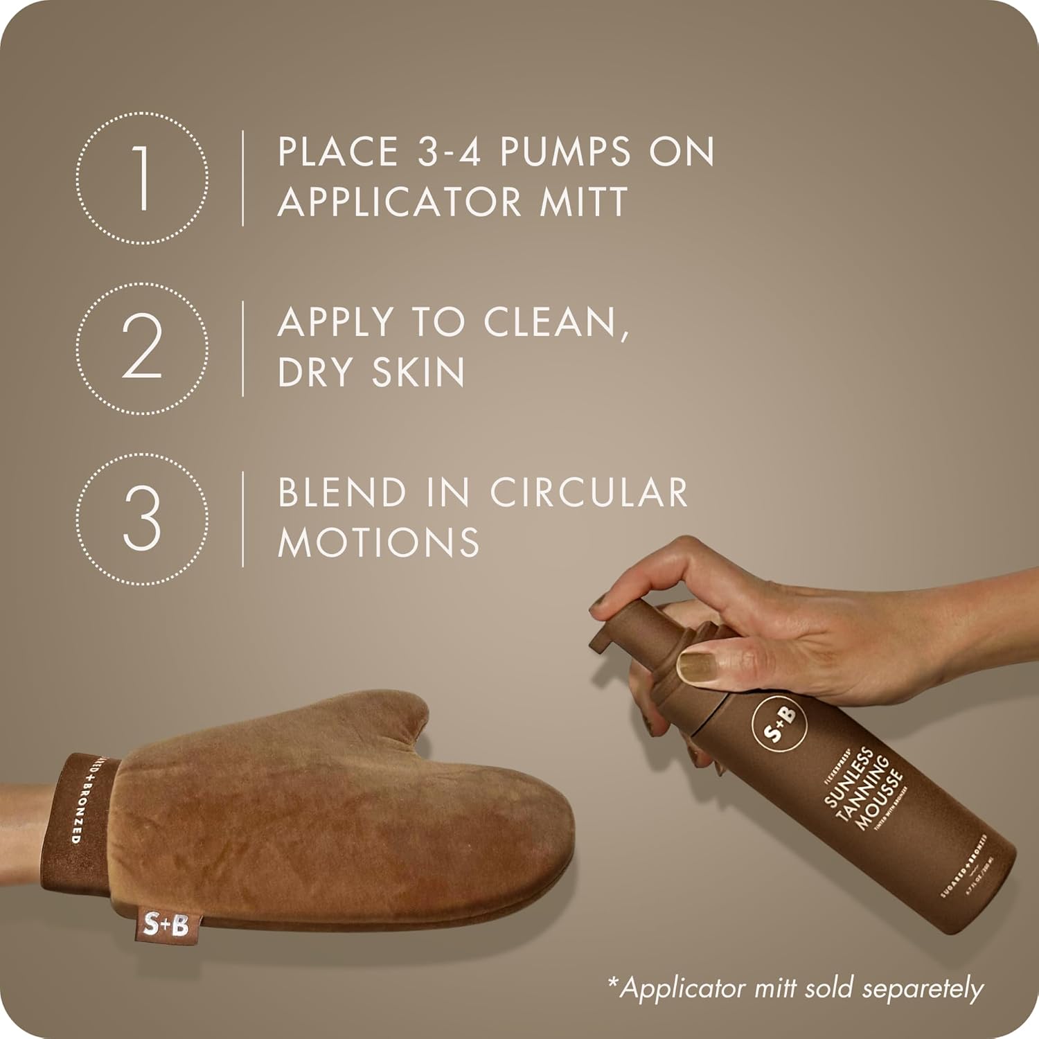 SUGARED + BRONZED Sunless Tanning Mousse, Self Tanner for Body, FlexExpress Formula, Self Tanning Foam for a Natural Glow, Lightweight, Quick Dry Self Tan, Suitable for All Skin Types, Vegan, 6 Fl Oz