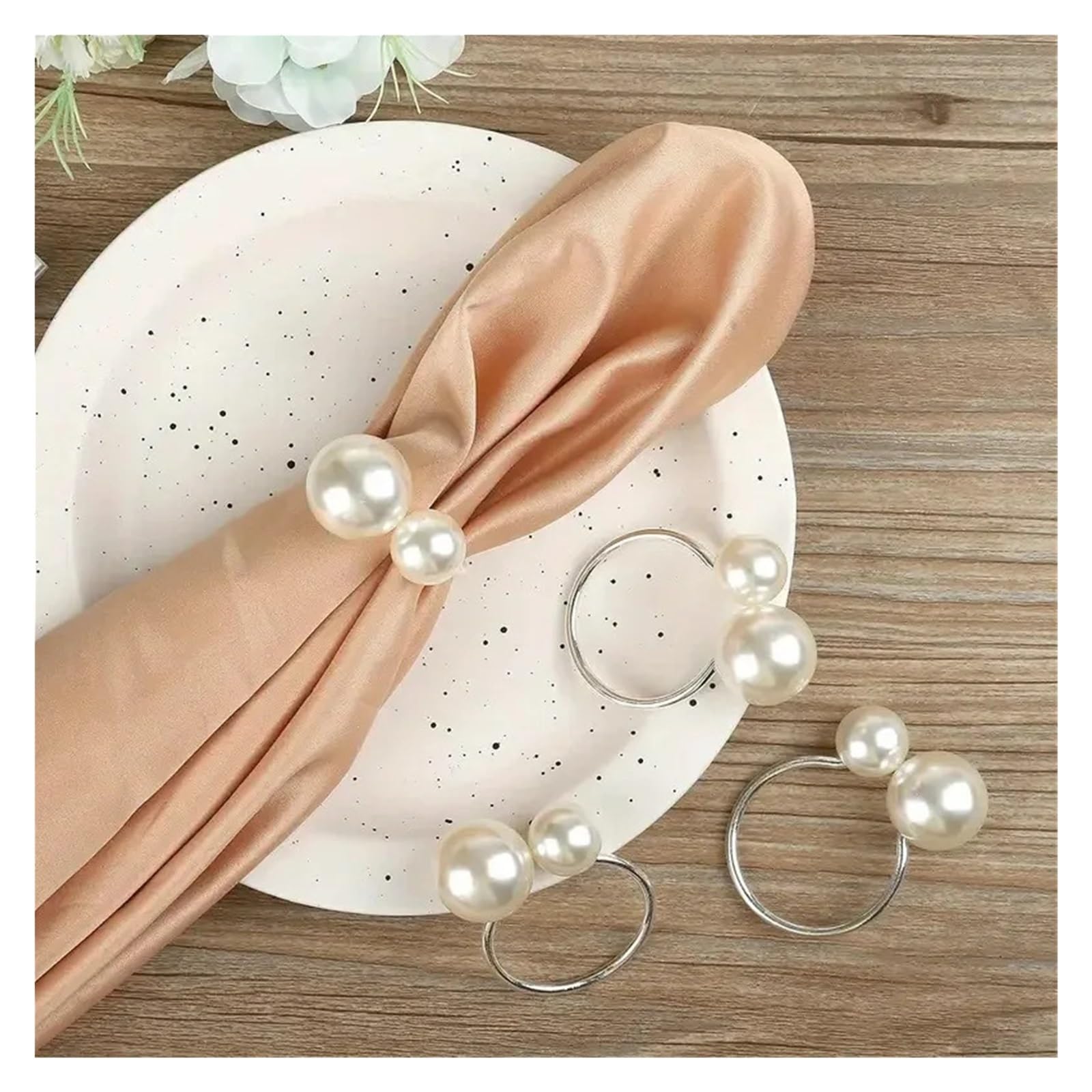 Serviettenringe mit Kunstperlen, für Hochzeit, Party, Tischdekoration, elegante Metall-Kerzenhalterschnallen, 36 Stück