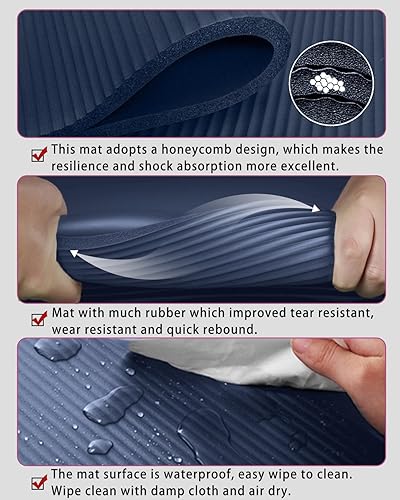 Miniatura 5 de Tapete de yoga grueso y ancho para mujeres y hombres, tapete de ejercicio grande de 78 x 35 pulgadas, tapete de entrenamiento para gimnasio en casa,