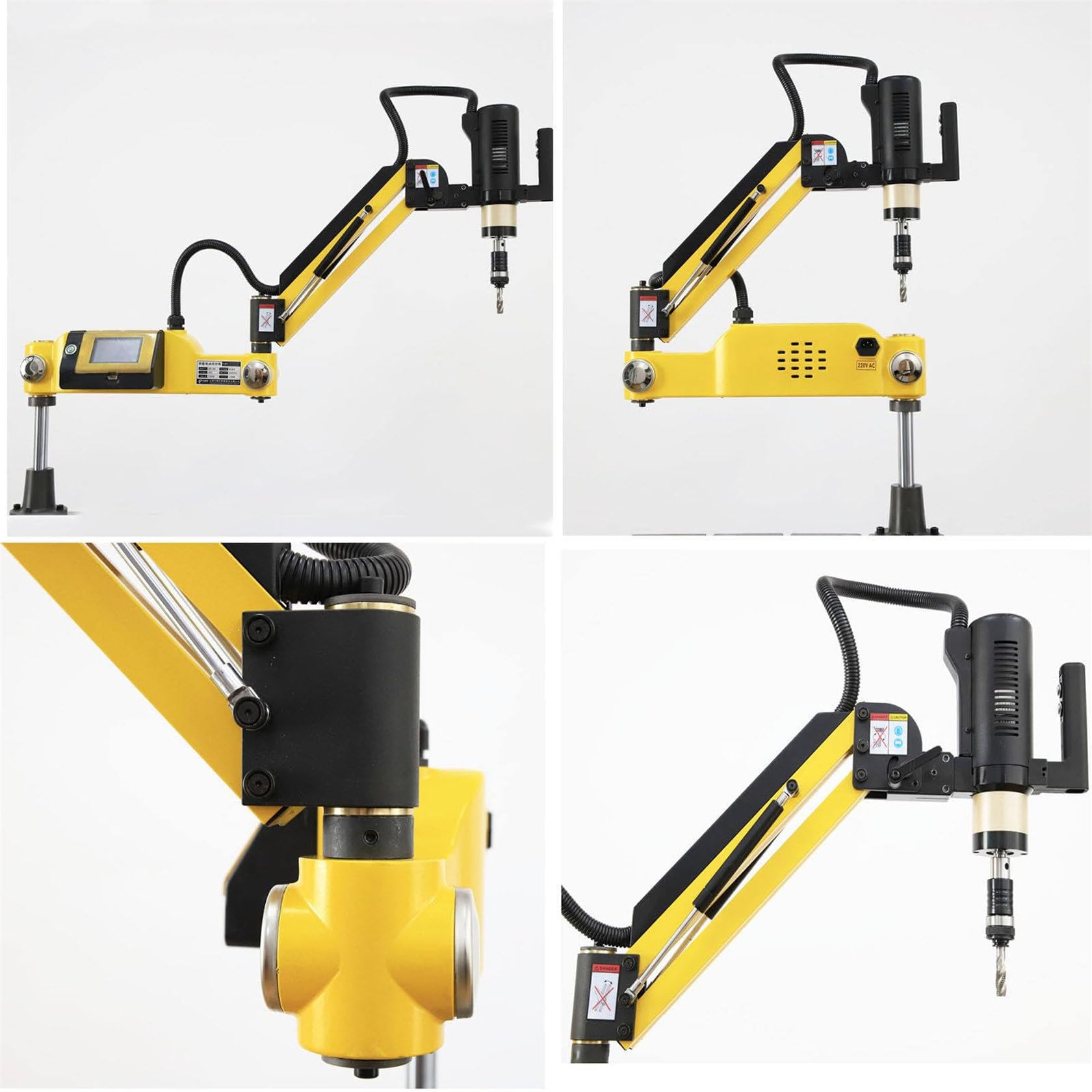 Maschiatrice elettrica di precisione, maschiatrice pneumatica a 360° con braccio flessibile universale, pinze per rubinetto M3-M16 incluse, 8 pinze standard per foratura e filettatura