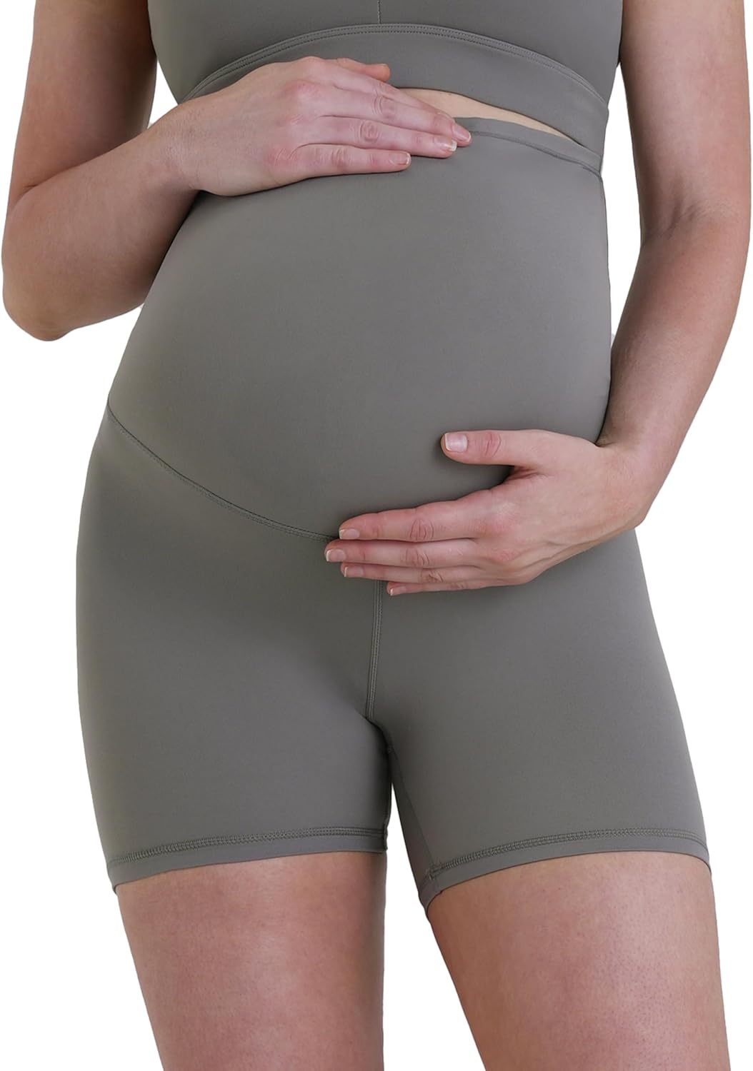 Sunzel Maternity Yoga Shorts Over The Belly 5” Pregnancy High Waisted Workout Running Athletic Gym Biker Shorts - Image 2