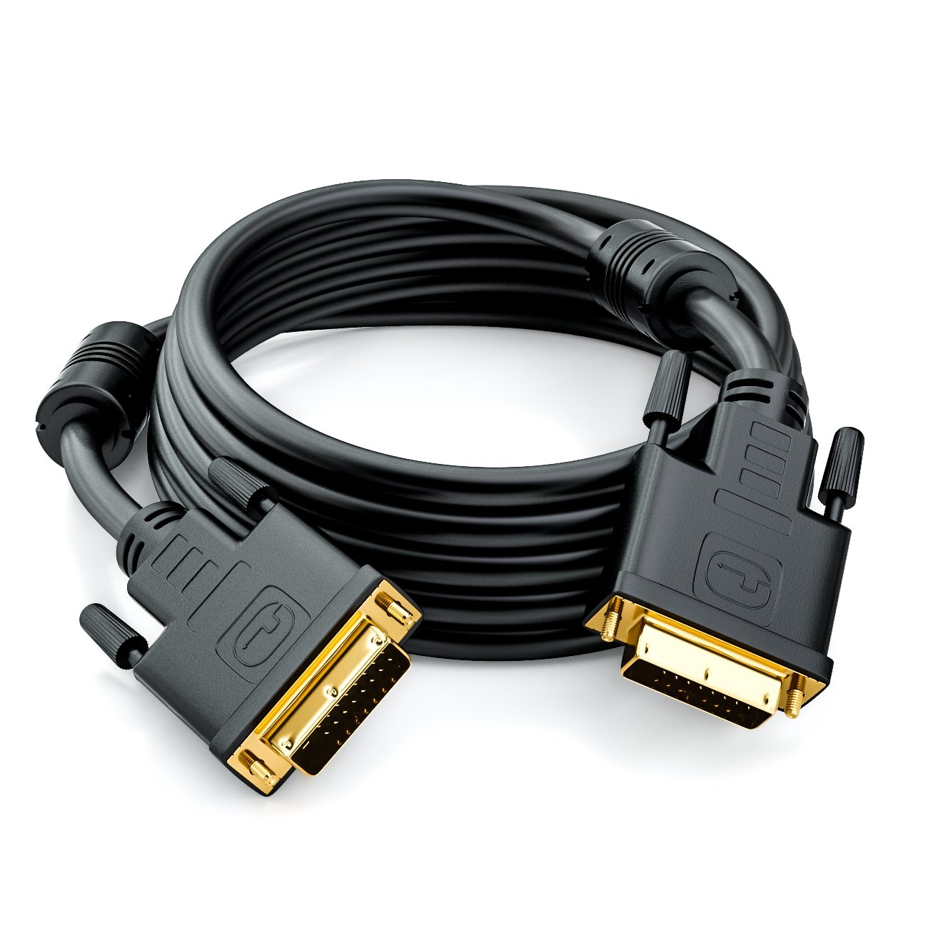 deleyCON 7,5m DVI 24+1 - DVI-D Dual Link - HDTV 1080p Full-HD 3D Ready - Adattatore Monitor con Ferrite - Nero