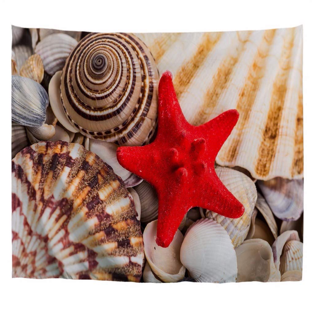 A.Monamour Starfish Seashell Backgrounds Nautical Sea Beach Themed Decors Fabric Wall Tapestry Wall Hangings Curtain For Bedroom Living Room Dorm
