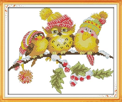 Awesocrafts Kreuzstich Set Eule Schal - Winterliches Stickerei Set Für Anfänger & Fortgeschrittene