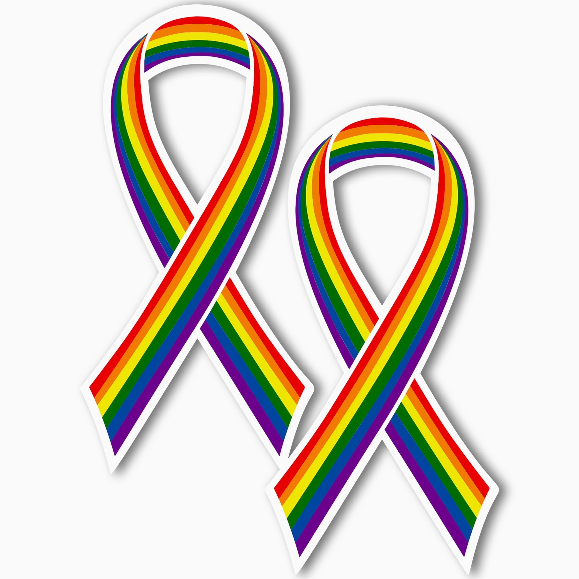 LGBTQ Gay Pride Flag Car Magnet 3.5x7 Inch 2 Pack, Made in USA