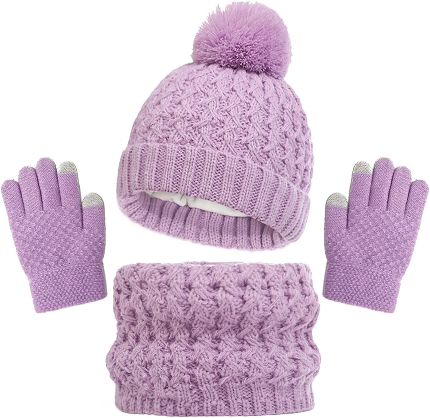 1 Set 2-5 Years Toddler Winter Hats, Kids Winter Hat Gloves Scarf Set Baby Winter Hat Baby Beanie Knit Warm Set For Boys Girls - View #5