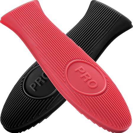 Cbiumpro Cast Iron Handle Cover, 2 Pack Extra-Thick Silicone Heat Resistant Pot Holder Sleeve Cast Iron Skillet Handle Covers for Pans, Skillets Over 10.5 Inches - [ Upgraded Long Version ]