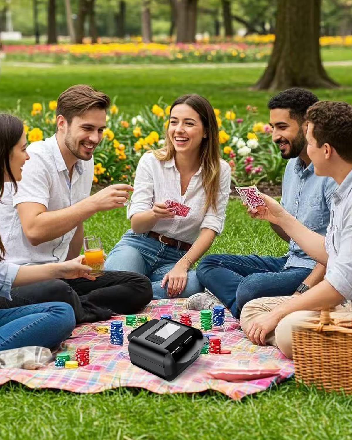 Kartenmischmaschine Elektrische, Automatischer Kartenmischer für 1–2 Decks One-Press Auto & Manueller Wiederaufladbar 2000mAh Geräuscharm für Poker UNO Blackjack Skip-BO Phase 10 Texas Hold'em