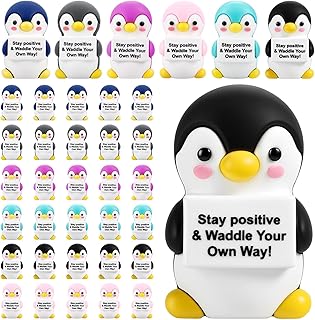 Gejoy 50 Pcs Mini Rubber Penguin Gifts Positive Colorful Penguin Figures Decorations and Encouragement Birthday Motivational Gifts for Colleague Staff Teacher