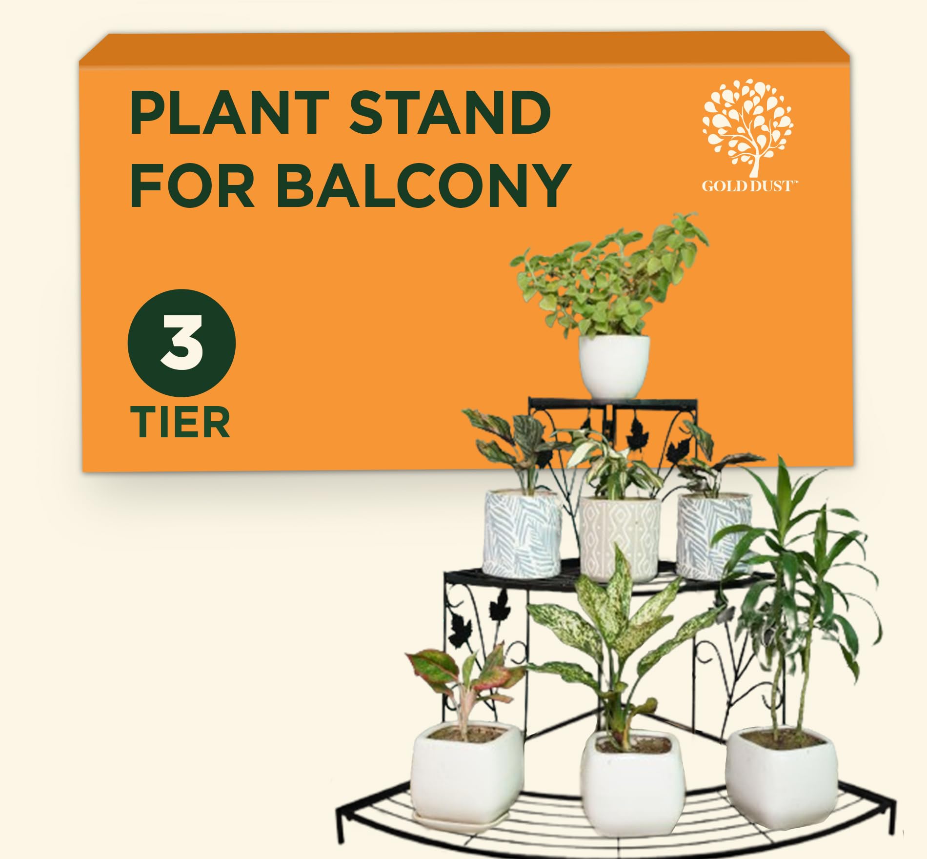 GOLD DUST Flower Pot Stand For Living Room Corner , Gamla Stand For Plants, Corner Stand , Corner Plant Stand For Living Room, Corner Plant Stand For Balcony (3 Tier Plant Stand) (B0CGKJ7VVN) Amazon Price History, Amazon Price Tracker