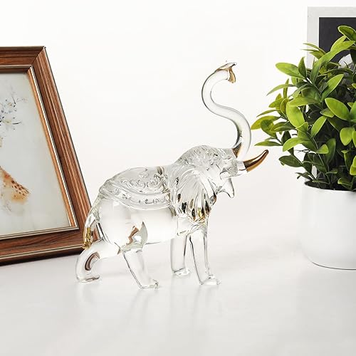 Miniatura 16 de Estatua de elefante de cristal única hecha a mano, elegantes figuras de elefante para decoración del hogar, regalos de cristal para fiestas