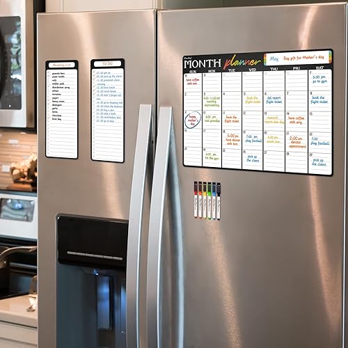 Miniatura 7 de Calendario mensual magnético de borrado en seco, calendario mensual de 17 x 12 pulgadas para refrigerador, tablero de lista de 4 x 12 pulgadas, 2