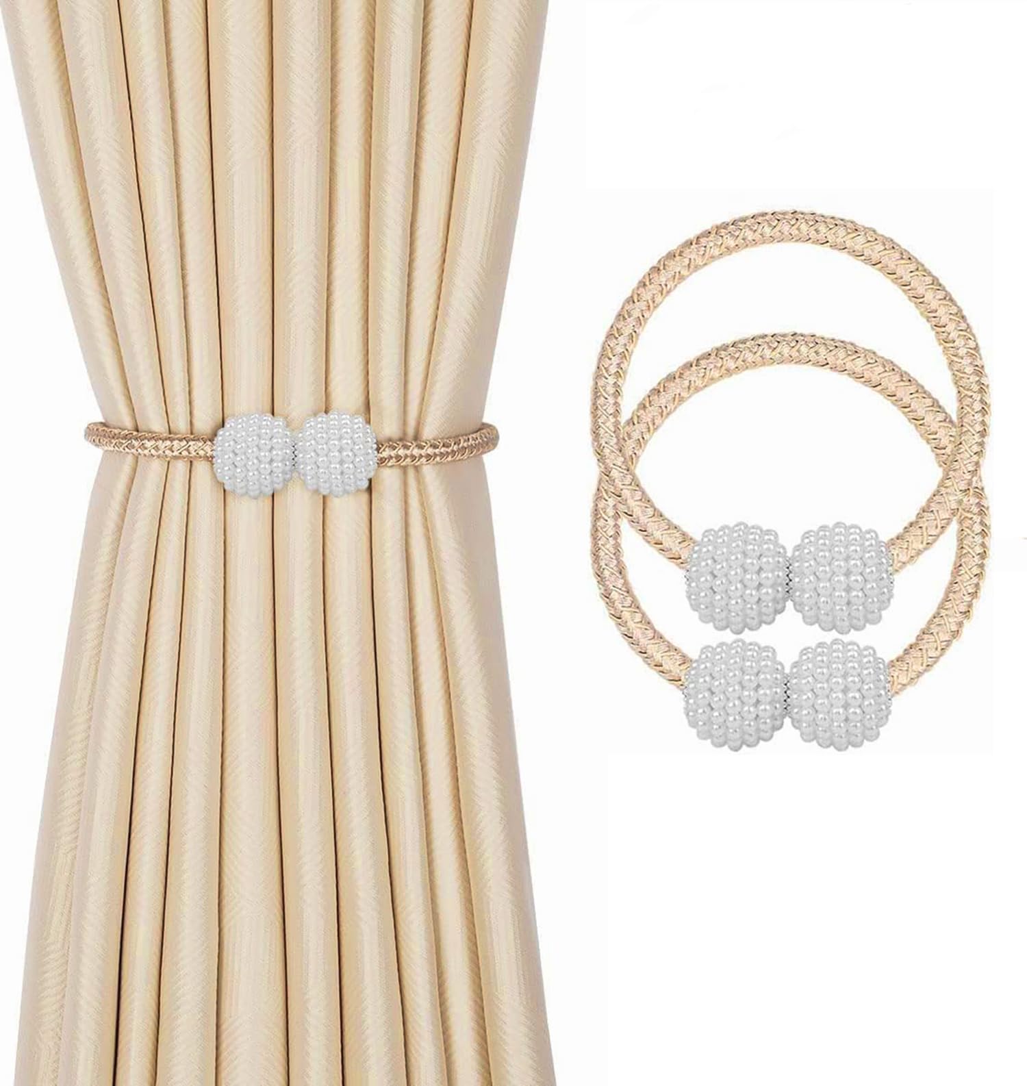 Magnetic Curtain Tiebacks - Beige Elegant Style -12