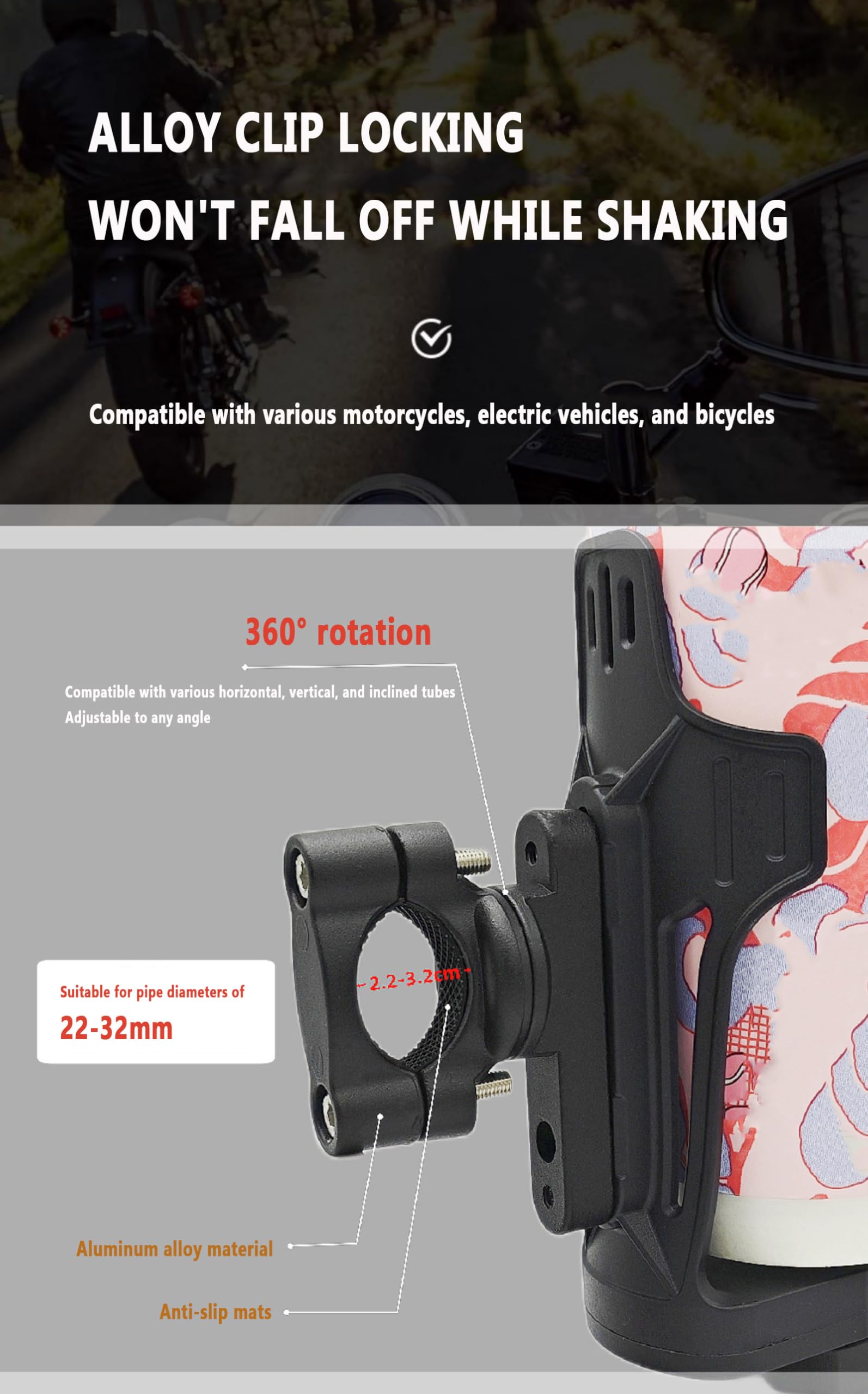 Soporte para Bebidas de Moto para Honda Rebel 500 300 CMX500 CMX300 CMX, Porta Vasos Ajustable, Soporte para Botellas de Agua Antideslizante para Motoristas, Moto Accesorios