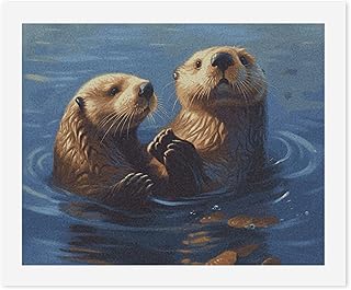 BWQMNT Sea Otters Painting Printed Paint by Numbers Set for Adults Beginners (Length 22.4"*Width 18.5") Easy Digital Canvas Paint Gift Home Decor