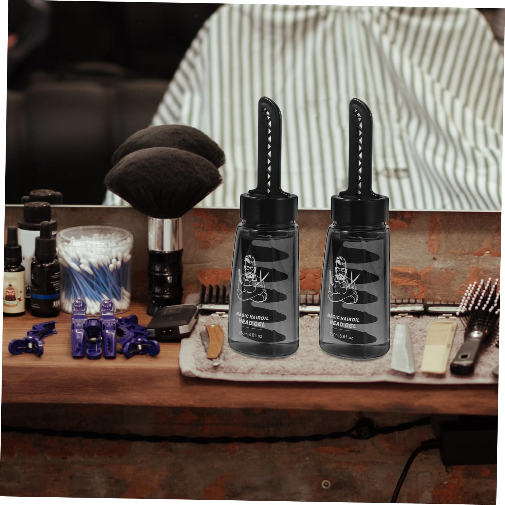 Healvian 3piezas Botella De Gel Cabello Vacía Rellenable Con Peine y Aplicador De Gel Fijador Pelo