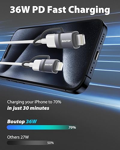 Miniatura 8 de Certificado MFi Adaptador USB C a Lightning, adaptador tipo C a Lightning, compatible con carga rápida PD de 36 W, compatible con iPhone, iPad, gris