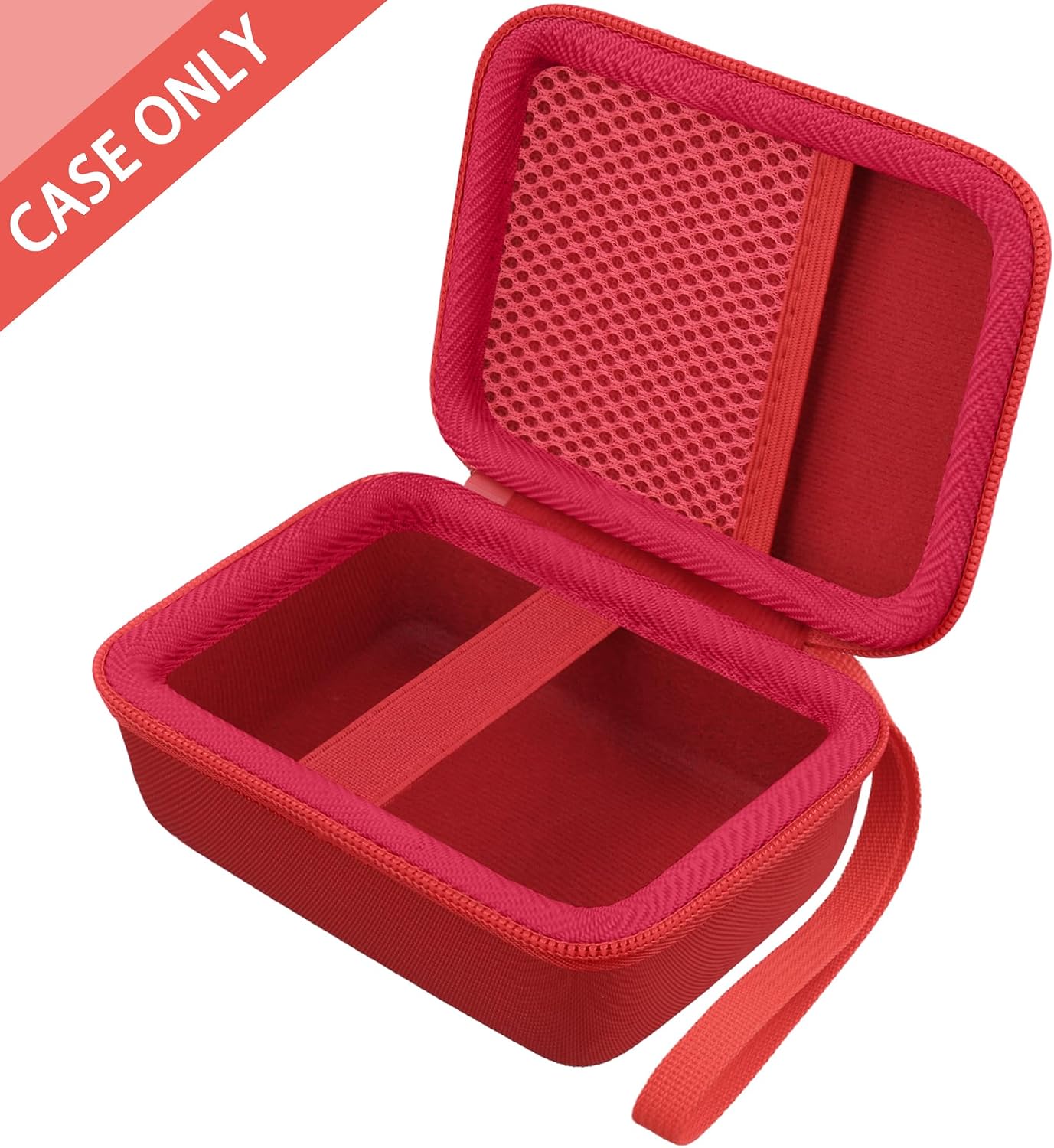 Hard Carrying Case for JBL Go 5 Ultra Portable Speaker, Red | Travel Case with Carabiner & Hand Strap, Shockproof Portable Storage Bag, Hard EVA Shell with Soft Velvet Lining, Case Only
