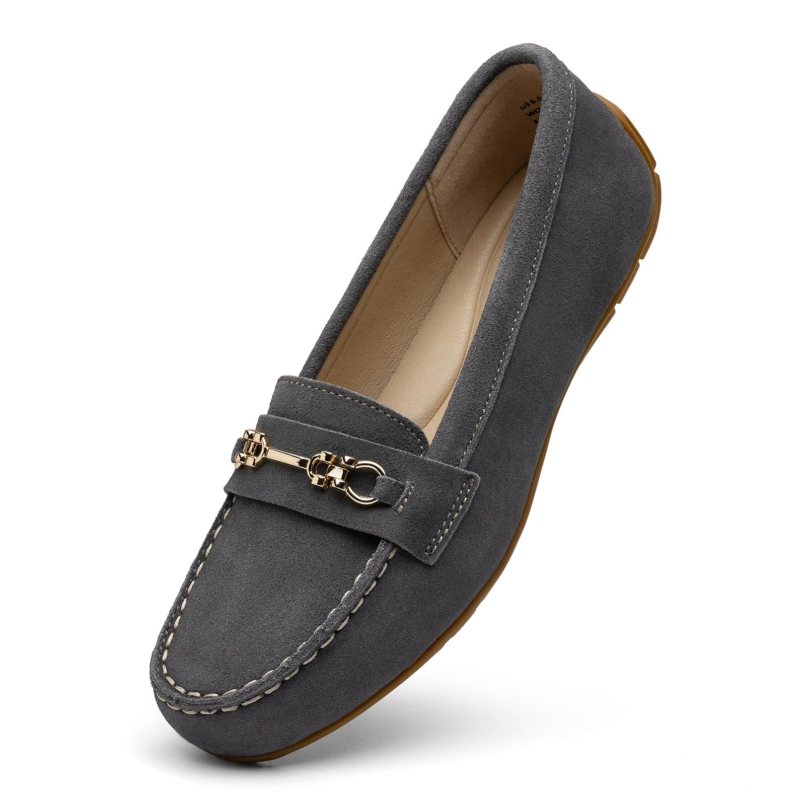 KORDAL Women's Comfortable & Lightweight Suede Leather Loafers Slip-Ons Driving Mocs Walking Shoes Cute Business Casual Dress Shoes Work Flats for