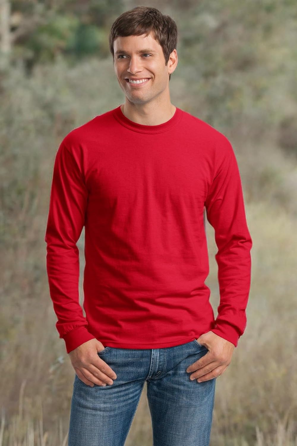 Gildan Long Sleeve Ultra Cotton (G2400) Shirt Red Medium - Image 2