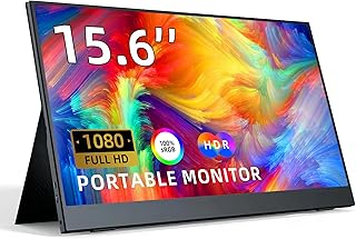 AUASOIU Portable Monitor 15.6“ FHD 1080P HDMI USB-C Laptop Monitor Gaming Monitor Second Monitor for Laptop PC MacBook Phone Tablet PS4 PS5 Xbox Switch, Built-in Speaker with Protective Cover