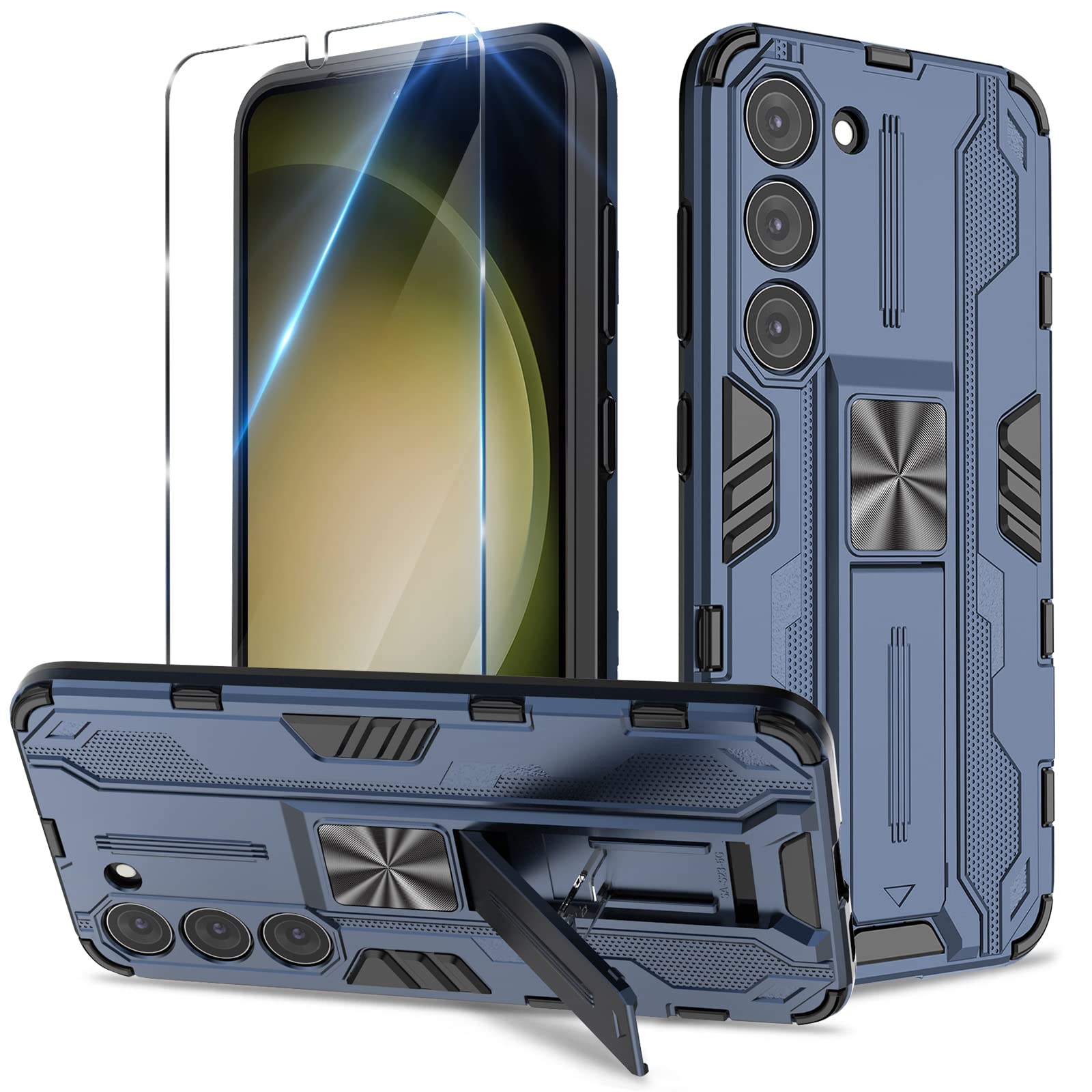 Funda para Samsung Galaxy A13 4G con Cristal Templado Protector Pantalla, Carcasa Antigolpes con Soporte anular metálico, Case Protectora de Grado Militar, Negro — view 223