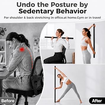 Mobility Stick for Stretching Stick for Flexibility 5ft Steel Yoga Stick