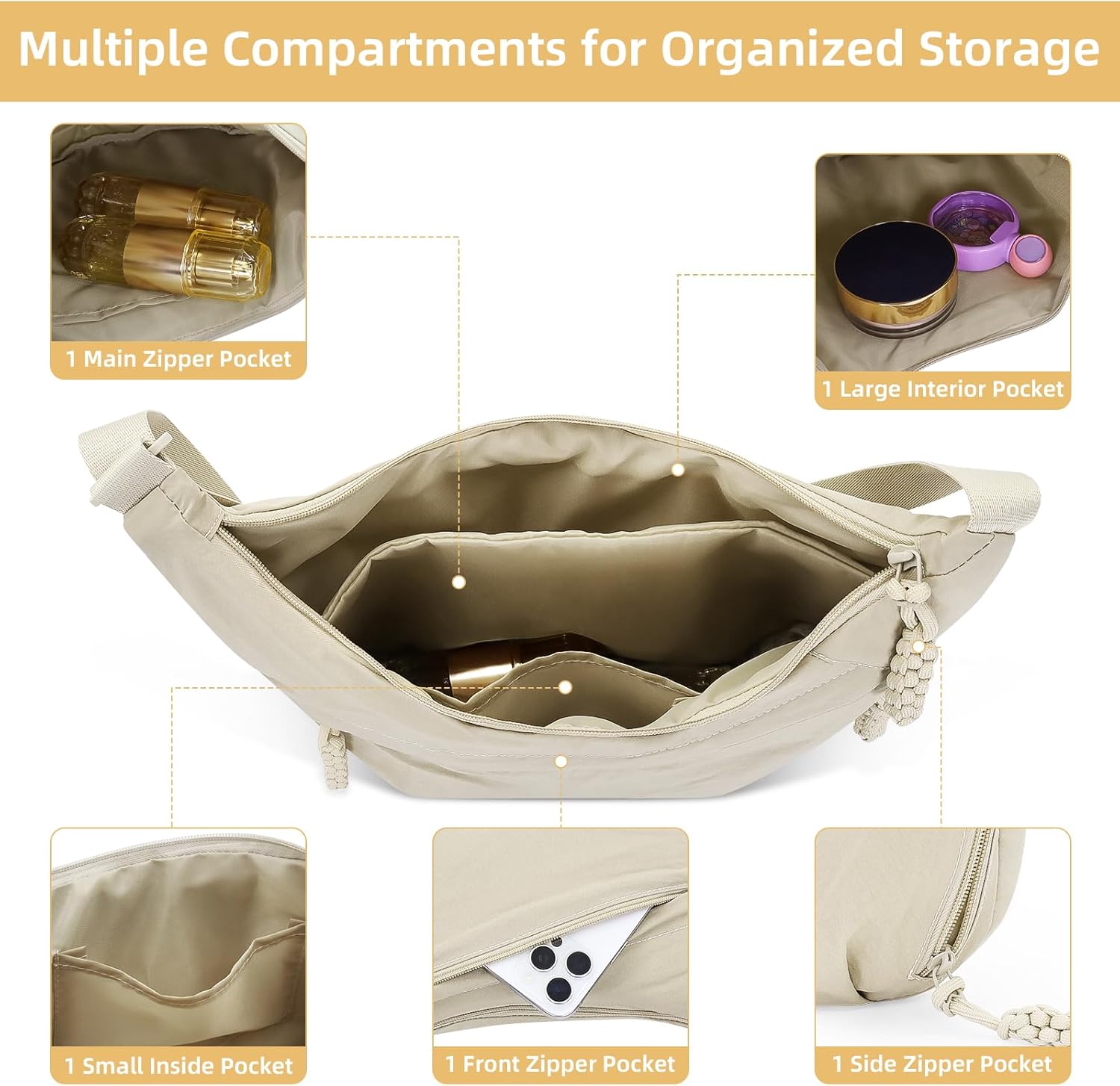 Crescent Crossbody Bag for Women, Casual Sling Dumpling Purse with Adjustable Strap - Image 3