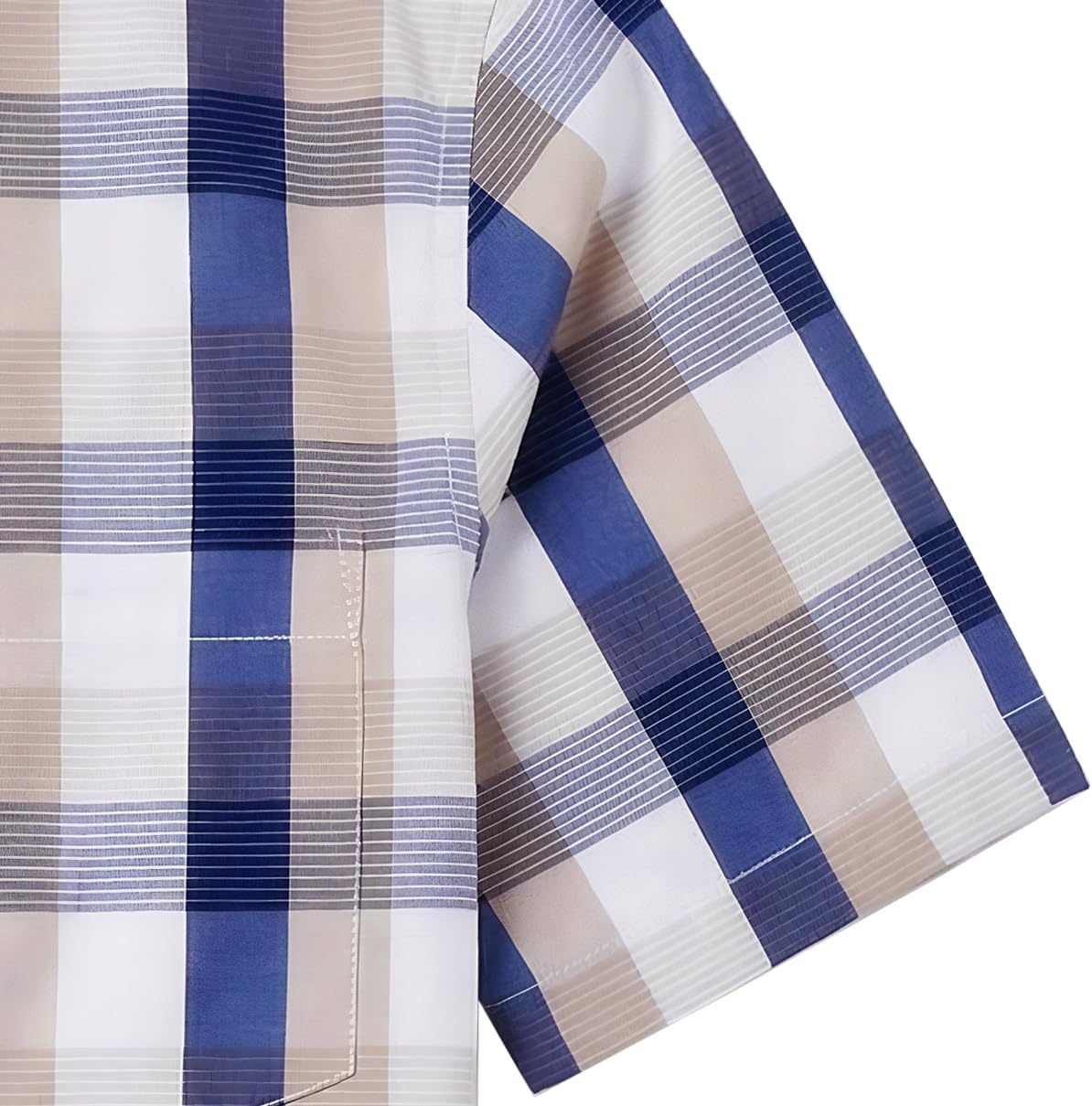Mens Button Down Short Sleeve Shirts Plaid Casual Soft Dress Regular Fit Shirt with Pocket