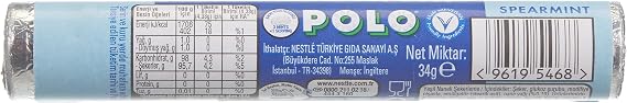 Polo Spearmint Yeşil Naneli Delikli Şekerleme, 34 g 5li paket