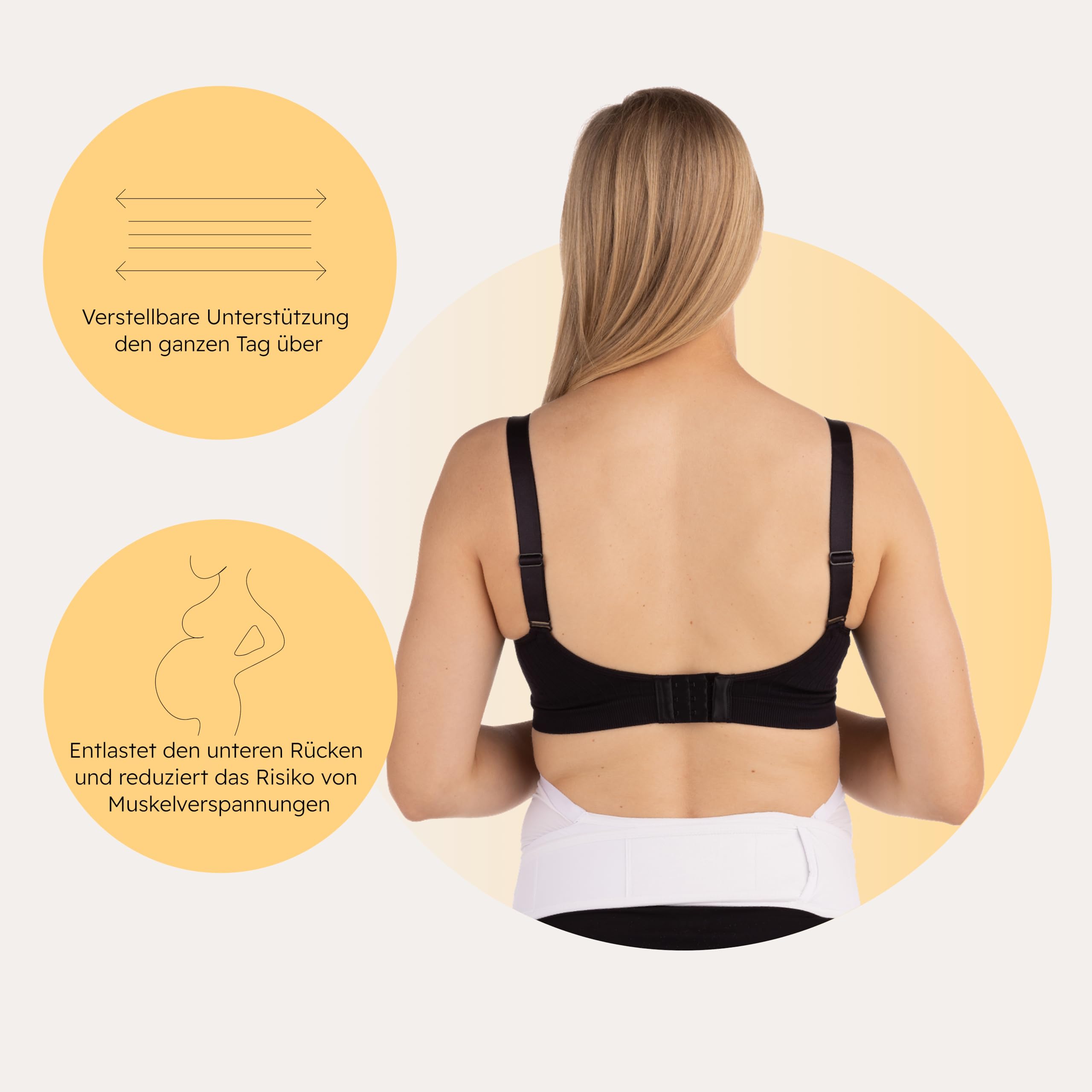 Carriwell Schwangerschaftsgürtel Deluxe – Verstellbarer Bauchgurt & Stützgurt, Atmungsaktives Bauchband Schwangerschaft, Linderung von Rückenschmerzen, Weiß L/XL