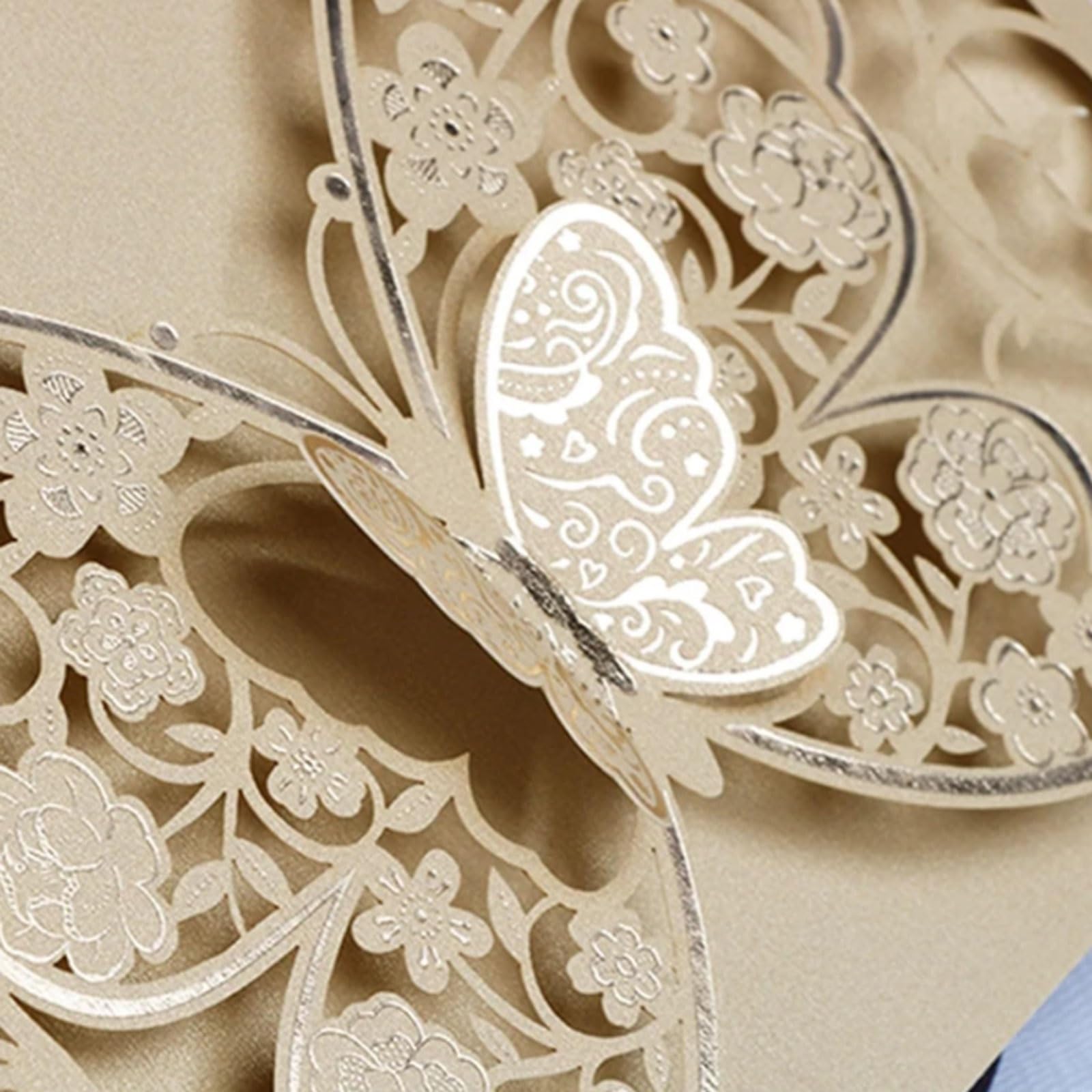 Lot de 50 faire-part de mariage creux, motif papillon estampé à chaud, for anniversaire de mariage Faire-part(Blauw)