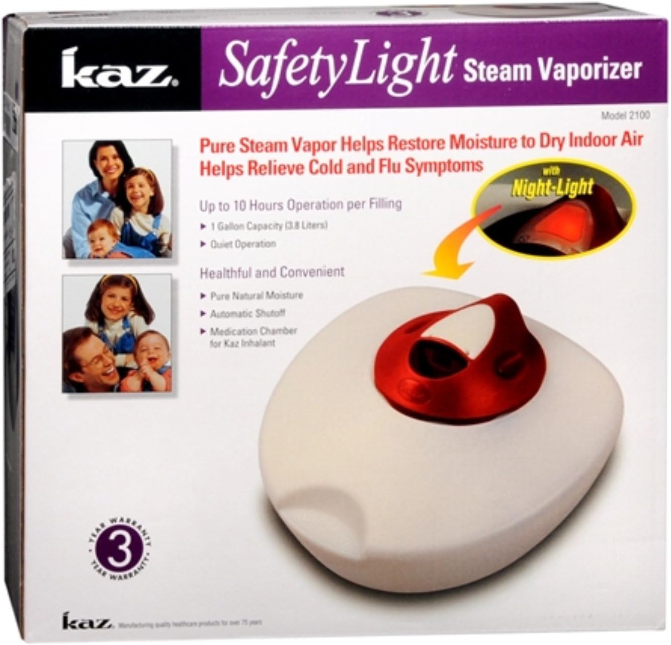 Kaz SafetyLight Steam Vaporizer 1 Each (Pack of 3)