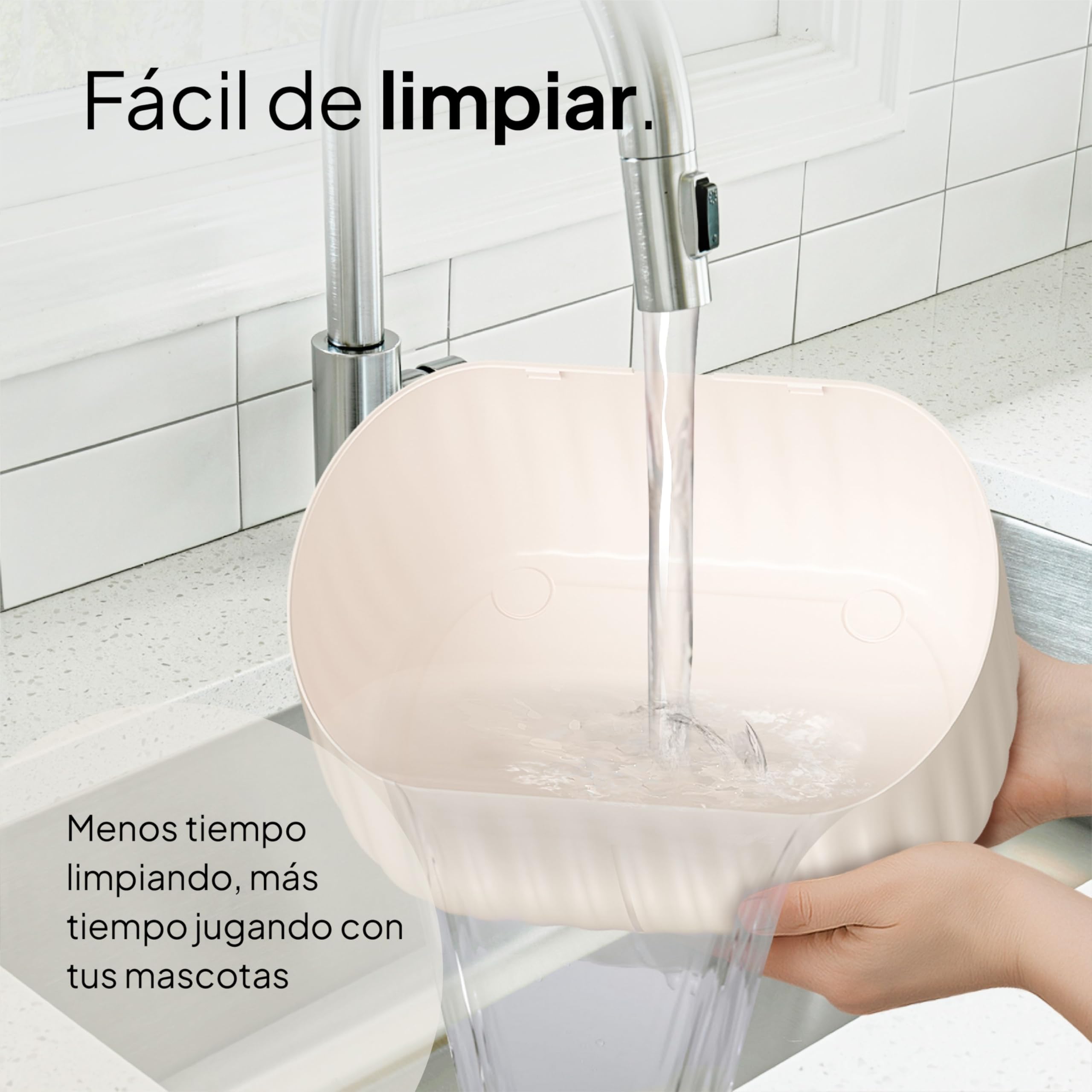Pretty Paw Fuente de Agua para Gatos Inalámbrica 3L con Sensor de Movimiento - Batería Recargable USB, Bomba Silenciosa, Filtro Integrado - Pure Flow MAX (Beige)