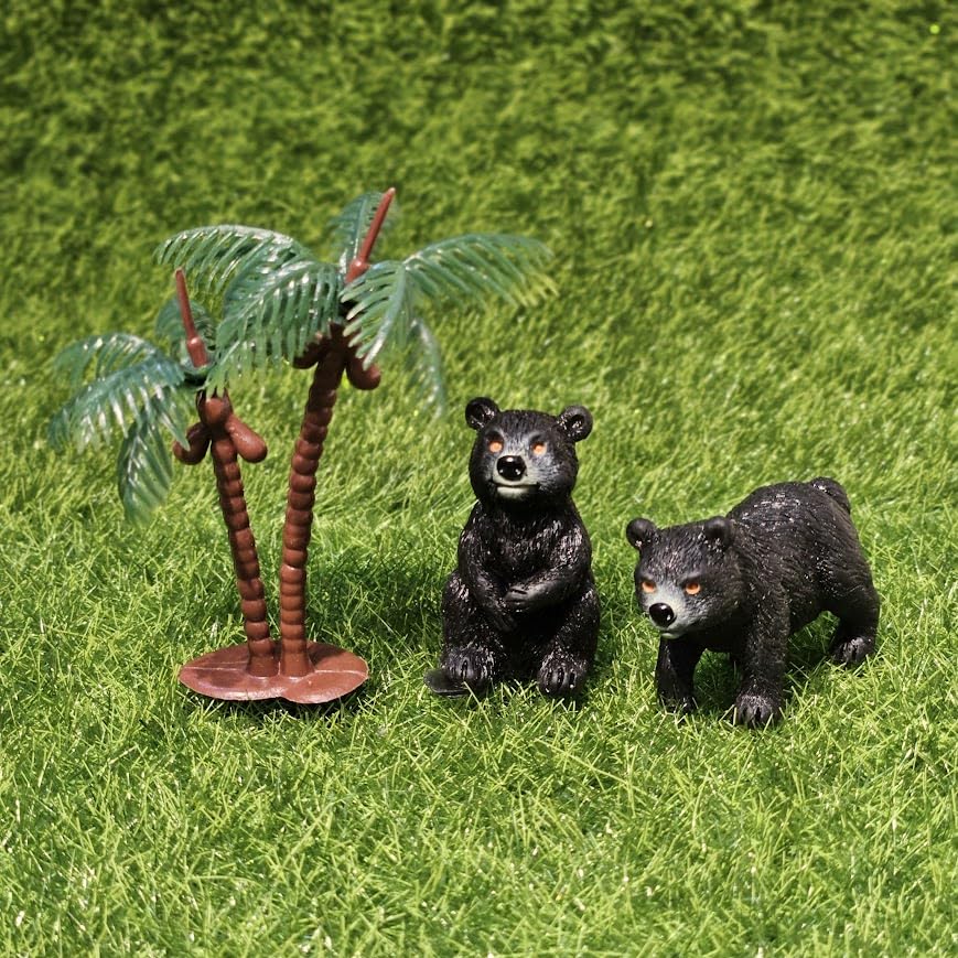 Image of Miniature Bear Family with Tree Figurine for Garden Decor | PVC Mini Animals for Fairy Garden, Terrarium & Dollhouse Decoration | Cute Mini Showpiece for Home & Gifting