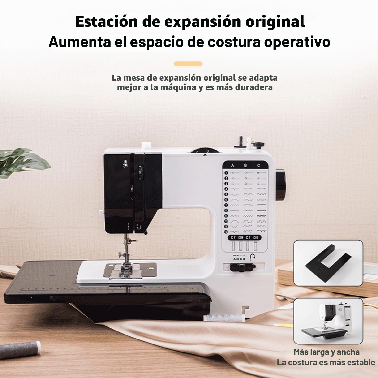 MáQuina De Coser Para NiñOs Y Principiantes, 12 Puntadas MáQuinas De Coser EléCtricas MáQuina De Coser De Doble Hilo Con Mesa Extensible Luz Led Antideslumbrante