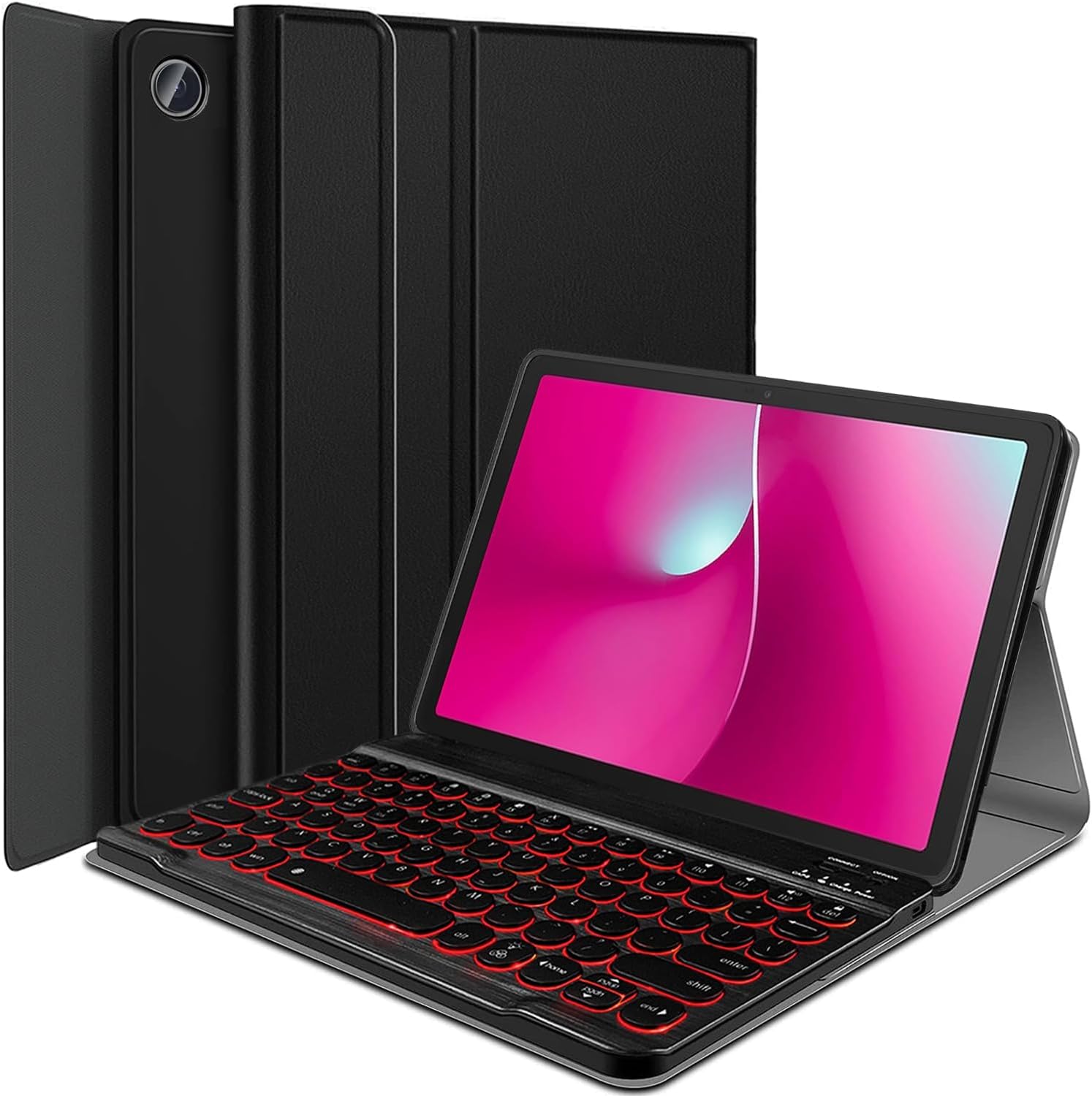 Backlit Keyboard Case for T-Mobile REVVL Tab 2 (2025 Release, 10.1"), 7 Colors Light Magnetically Detachable Wireless Keyboard with Flip Case Cover for 10.1” REVVL Tab 2nd 2025 (Black)