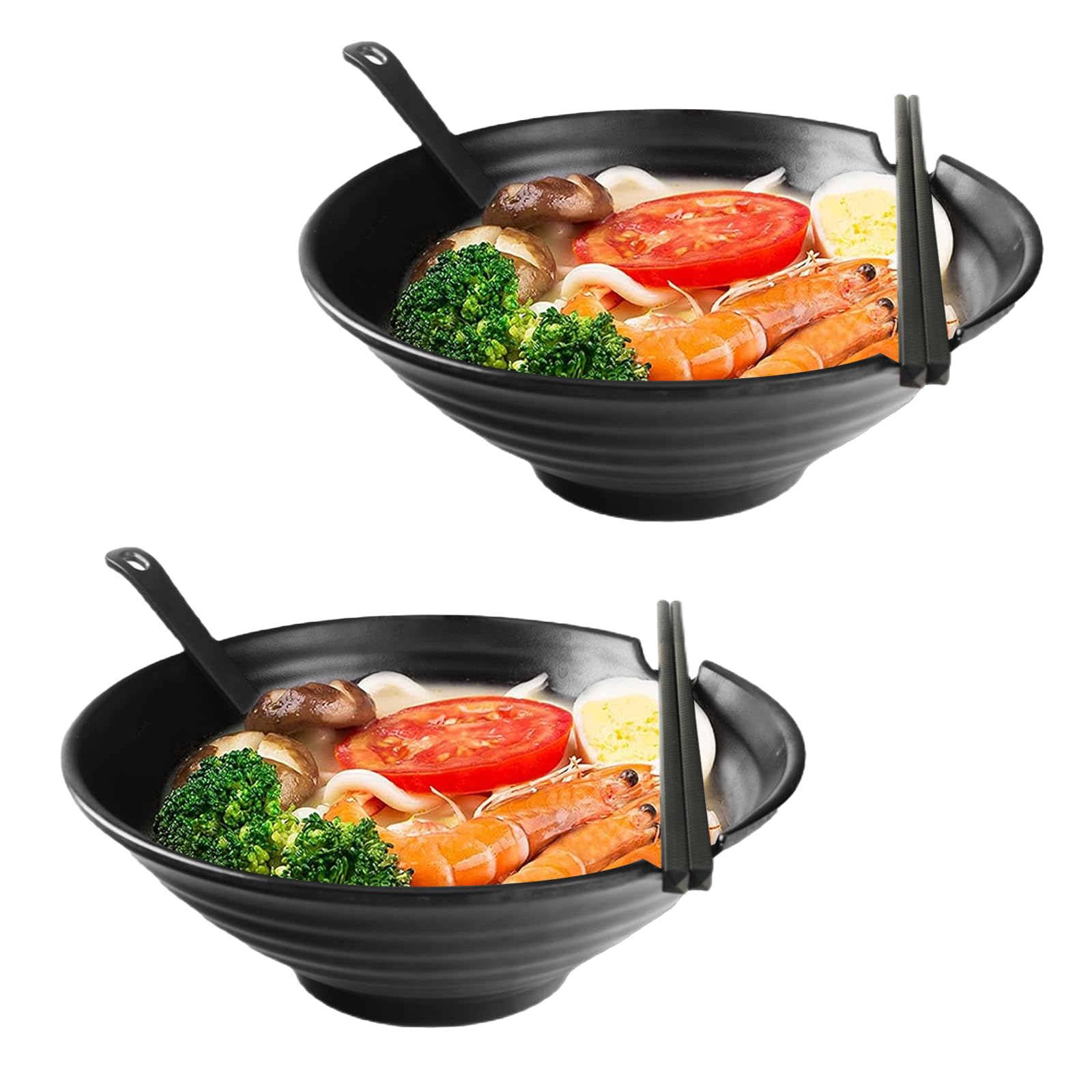 Set di 2 ciotole per ramen giapponese - 1000 ml - Antiscivolo - Con cucchiaio e bastoncini - Ciotola per ramen asiatica - Per noodle asiatici e udon - Soba