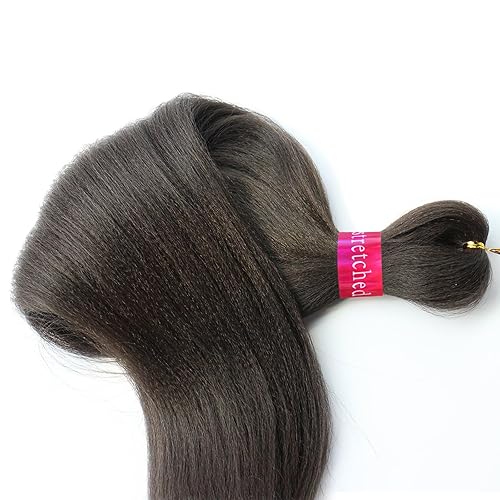 Miniatura 2 de Cabello trenzado marrón negro preestirado de 26 pulgadas, extensiones de cabello trenzado Kanekalon, 3 paquetes de trenzas de cabello de fibra