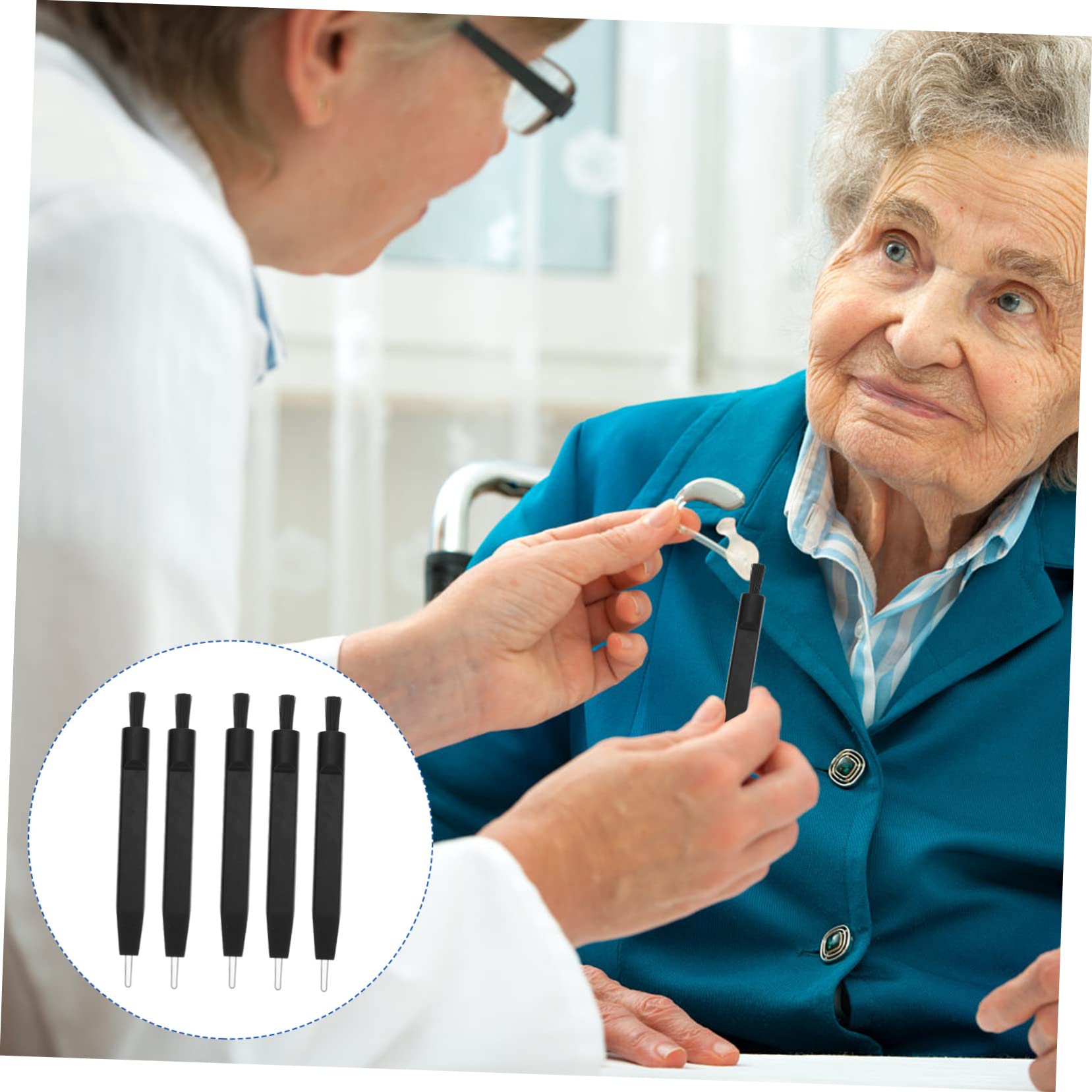 FOMIYES 1set Cleaning Accessories Brush Cleaning Tools Ear Wax Removal Tool Kit Remover Hearing Amplifier Cleaner U Shaped Hook Cleaning Hook Nylon 5pcs