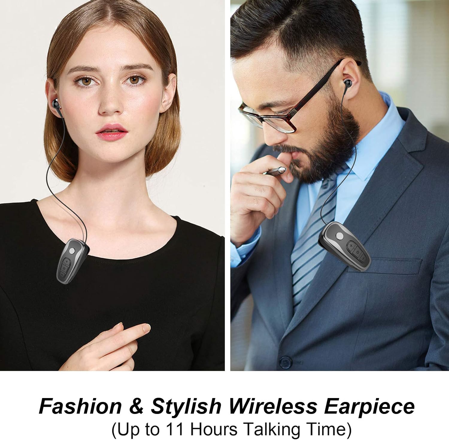 Retractable Wireless Headphone Headset Stereo Earphone lightweight V5.0 Noise Cancelling Mic Clip on Earpiece workout Sports running Business Trucker Driver Music Earbuds For Iphone android Phone